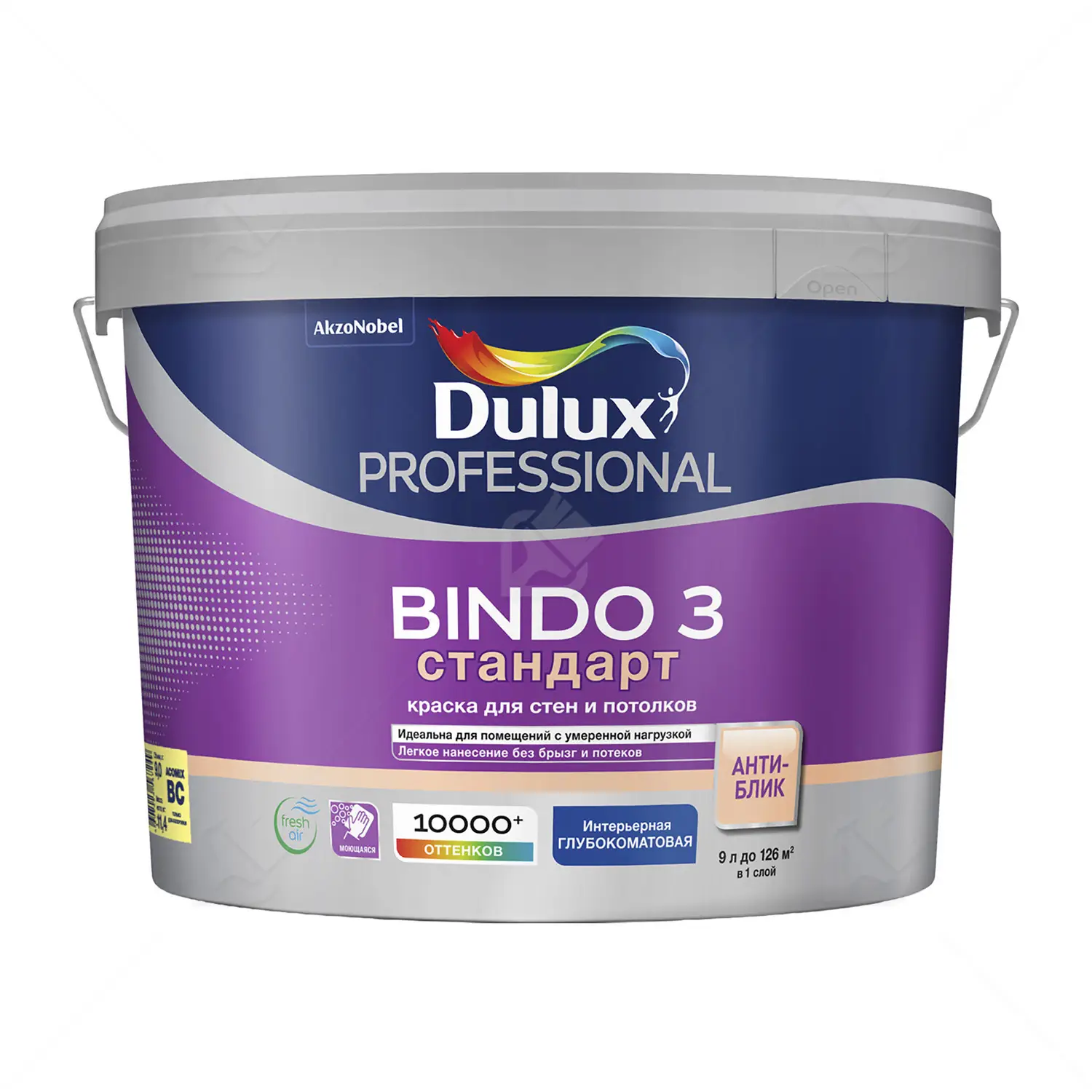 Краска для стен и потолков латексная Dulux Professional Bindo 3 глубокоматовая база BC 9 л.