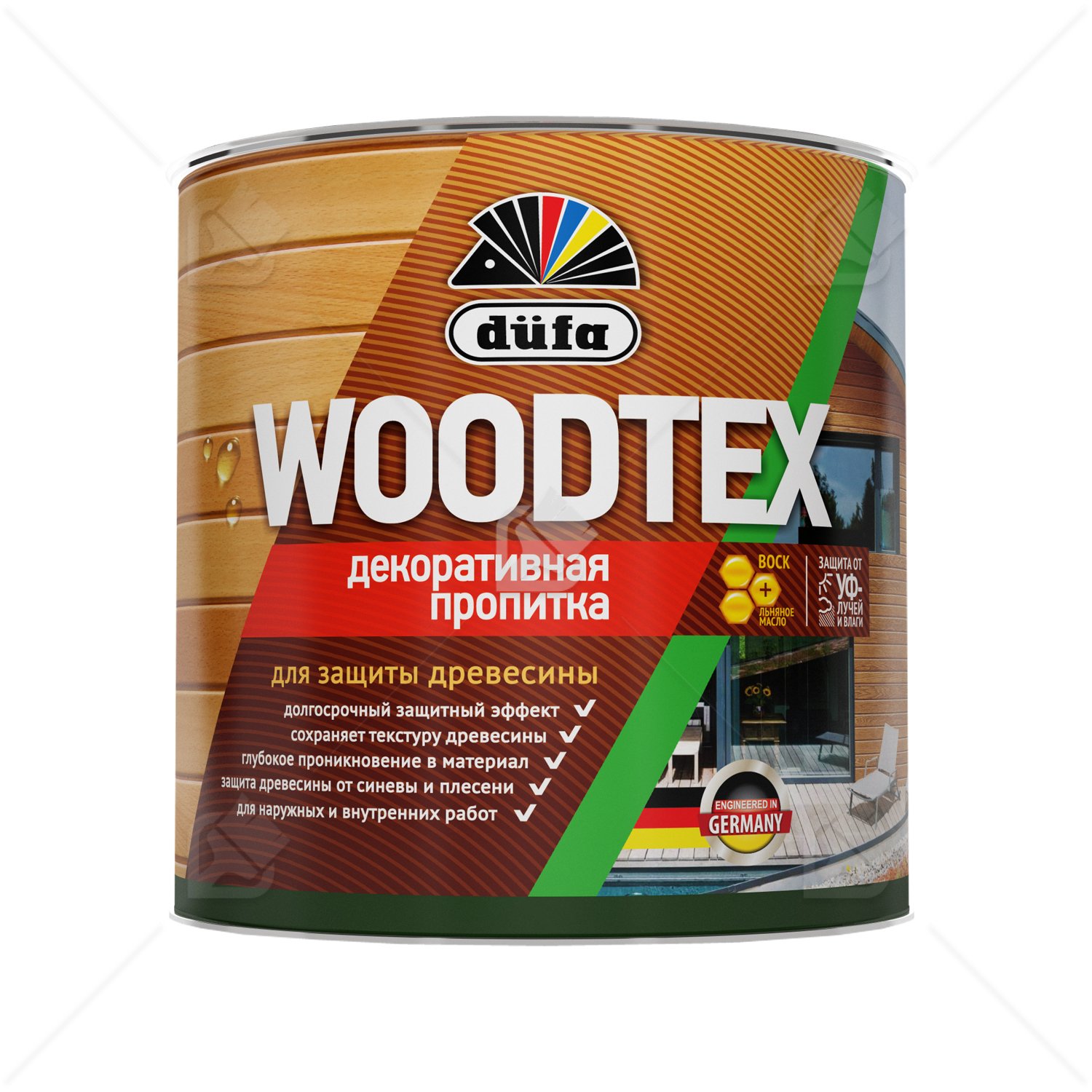 Пропитка декоративная для защиты древесины алкидная Dufa Woodtex дуб 3 л.