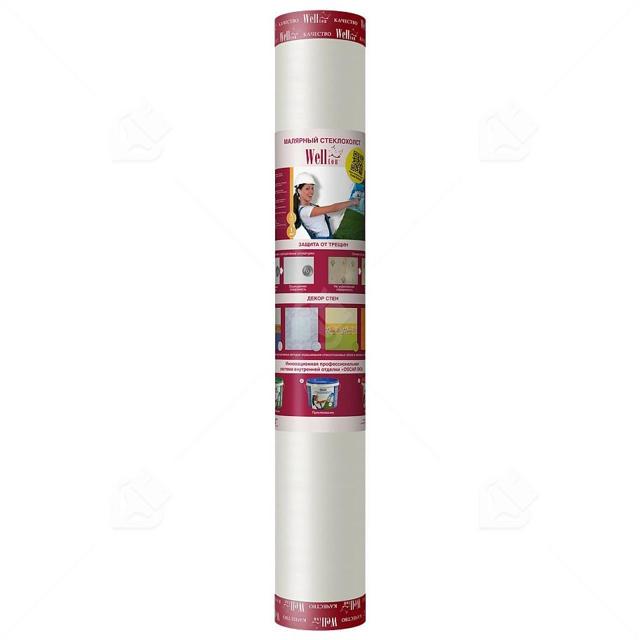 Стеклохолст малярный Wellton эконом 1х50 м. 40 г./кв.м