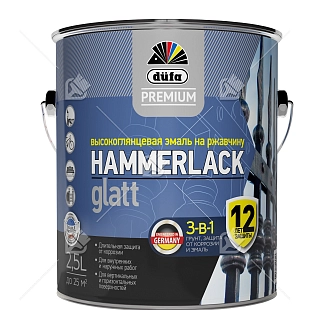 Эмаль на ржавчину Dufa Premium Hammerlack 3-в-1 гладкая RAL 9010 белая 0,75 л.