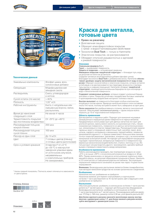 Краска для металлических поверхностей алкидная Hammerite гладкая синяя RAL 5005 5 л.